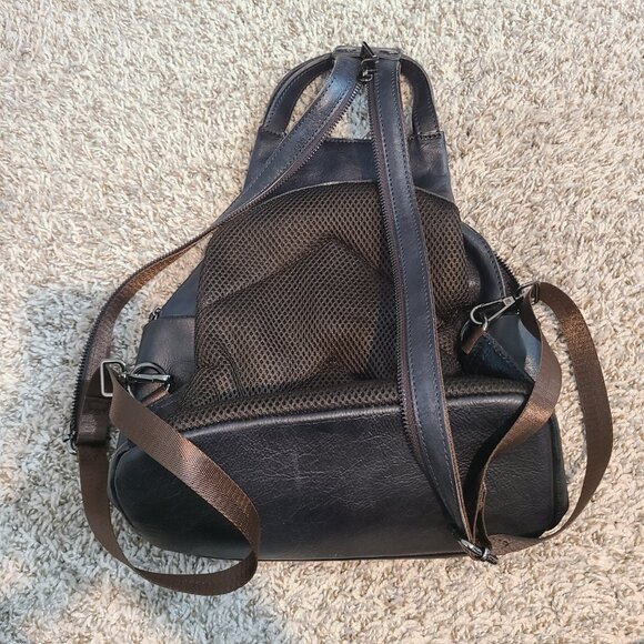 Embossed Cowhide Leather Backpack - Floral & Butterfly Design, Durable and Styli - Picture 2 of 5